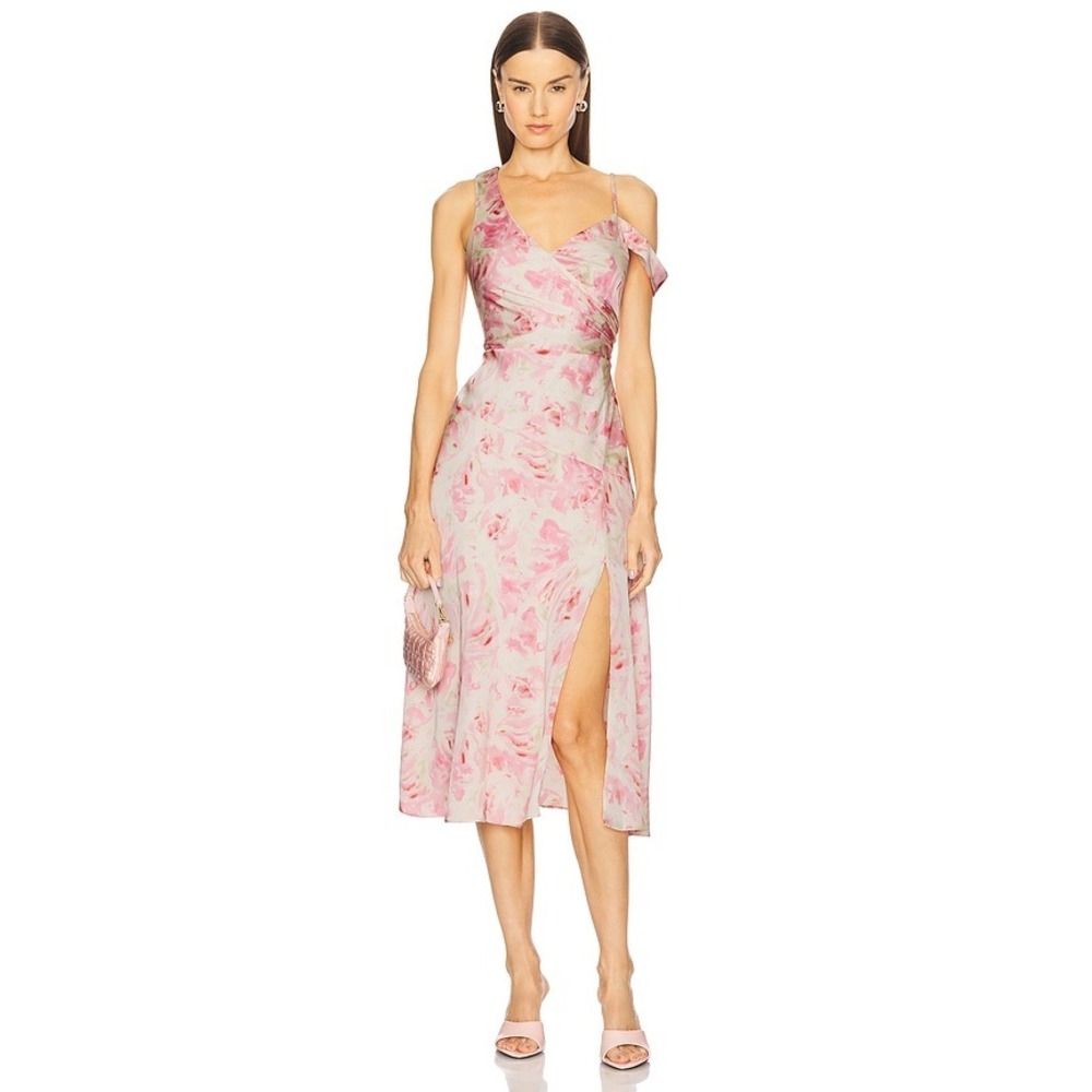 ASTR the Label Pink Floral Asymmetrical Midi Dress XL NWT